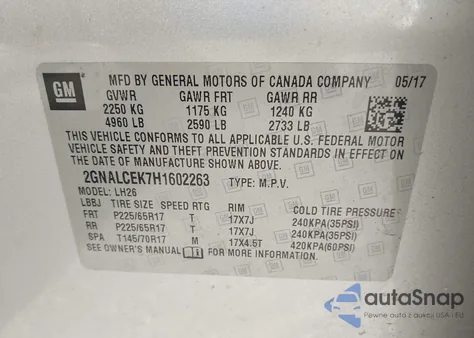 2017 Chevrolet Equinox Lt from USA, damaged, VIN 2GNALCEK7H1602263